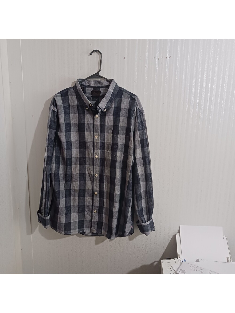 Shirt Men  JACHS New York Classic   Long sleeves Gray Plaid Shirt  Size XL